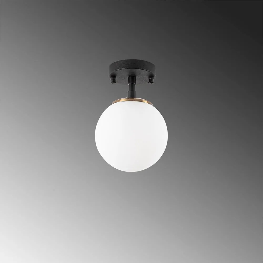 Plafonieră neagră-albă cu abajur din sticlă ø 15 cm Atmaca – Opviq lights