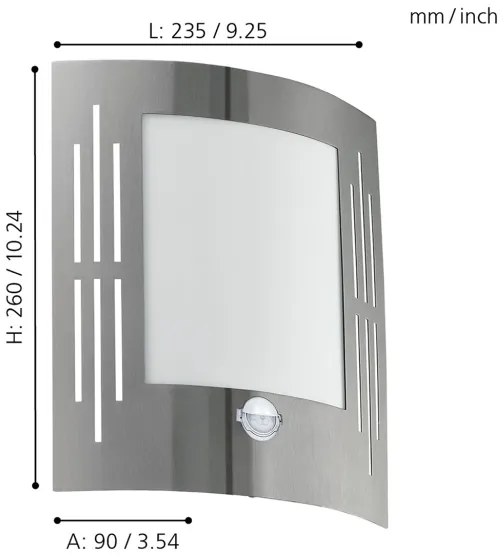 EGLO 88144 - Senzor Corp de iluminat perete exterior CITY 1xE27/15W