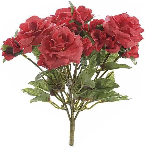 Buchet de flori artificiale trandafiri rosii 15 H