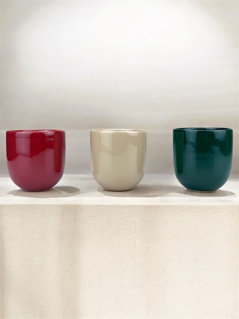 Set 3 Pahare Craciun, Novum, 250ml, Gresie Ceramica Glazurata Manual