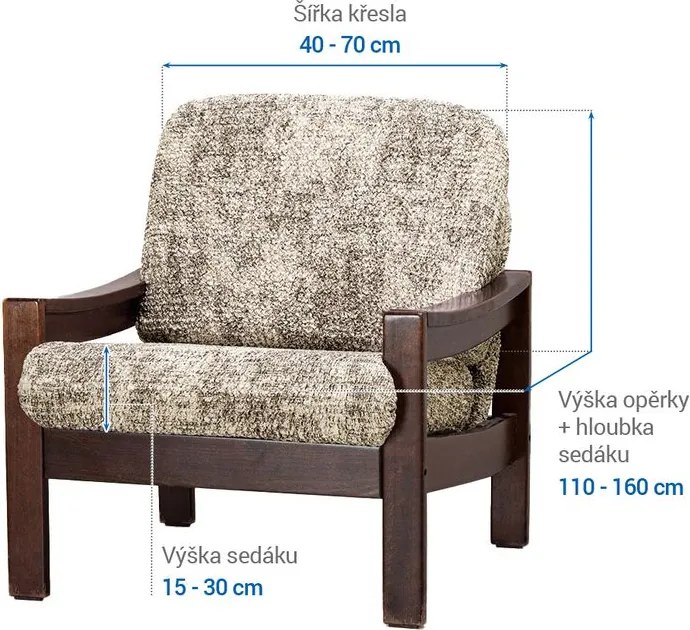 Gaico Huse bielastice MARMO bej fotoliu cu manere de lemn (l. 40 - 70 cm)