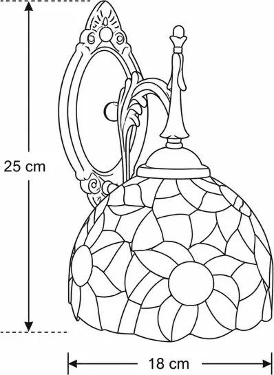 Brilagi - Aplică de perete Tiffany SUNFLOWER din vitralii 1xE14/40W/230V