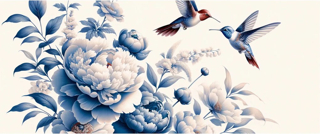 Tablou - Colibri deasupra florii (120x50 cm)