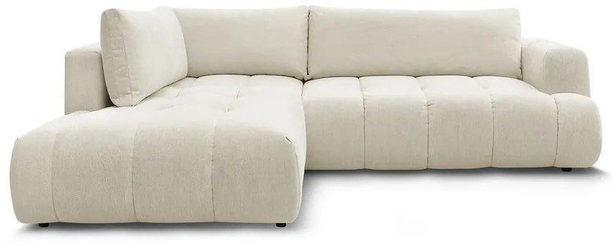 Colțar bej extensibil/cu spațiu de depozitare (cu colț pe partea stângă/în formă de ”L”) Fuji – Bobochic Paris