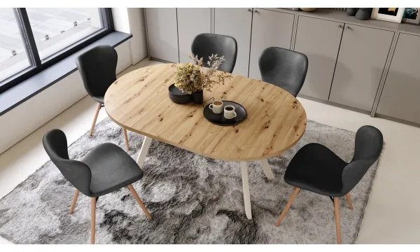 Masă de dining ARTUR, stejar artisan/bej