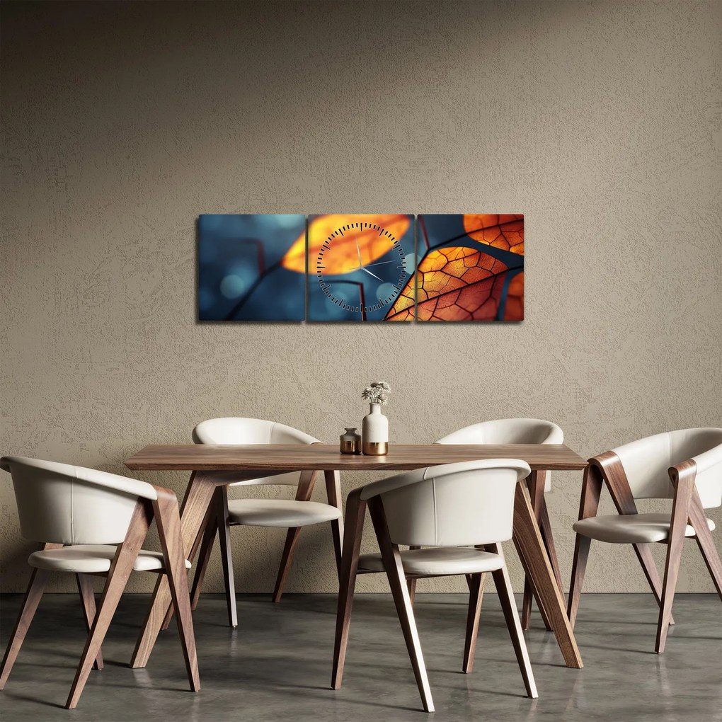 Tablou - Textura frunzelor (cu ceas) (90x30 cm)