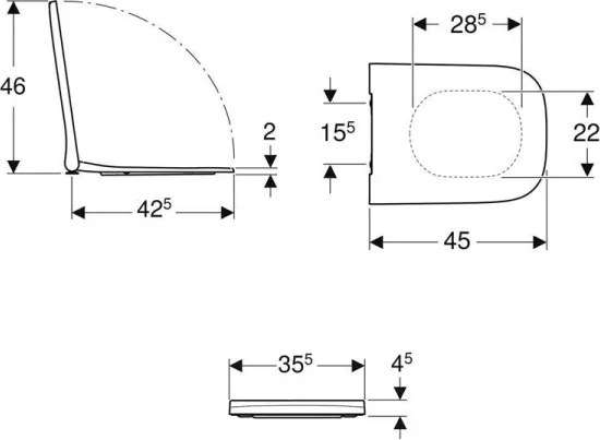 Geberit 500.238.01.1 - Capac WC Smyle Square duroplast/alb