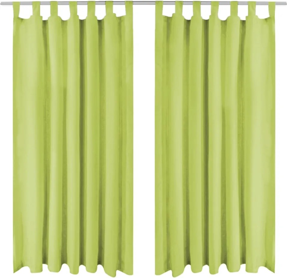 vidaXL Draperii micro-satin cu bride, 2 buc, 140 x 245 cm, verde