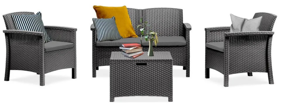 Set de mobilier de grădină Venus cu 4 locuri, grafit