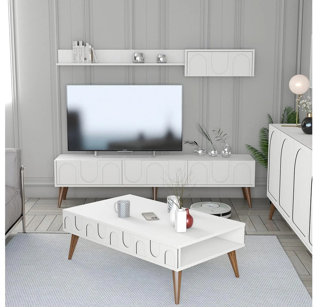 Set mobilier living Lyantela (alb + Nuc). 1107135
