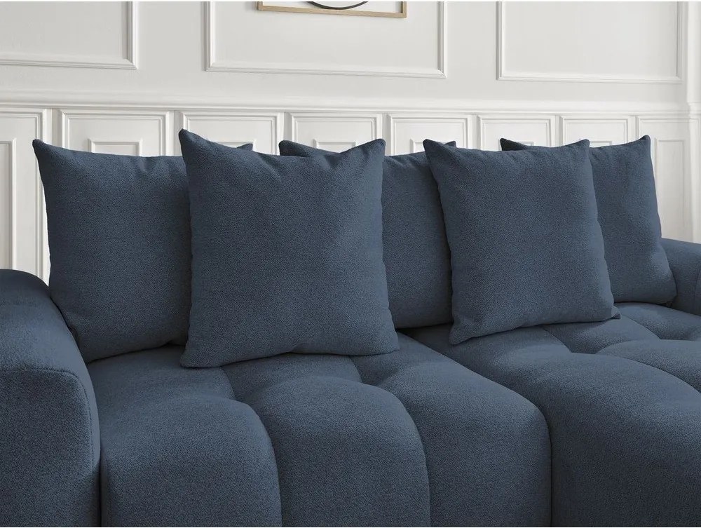 Colțar albastru extensibil/cu spațiu de depozitare cu tapițerie din chenille (cu colț pe partea dreaptă/cu șezlong) Roxelane – Bobochic Paris