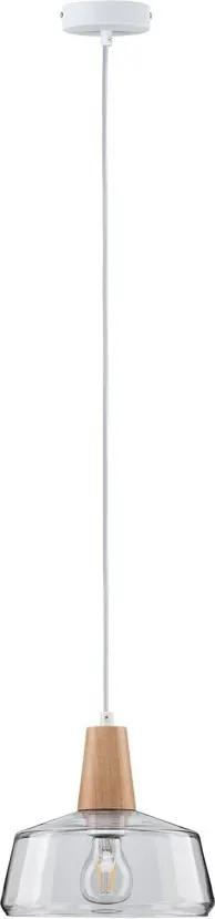 Lustra tip pendul Ylvie sticla/lemn, alb-maro, diametru 24 cm