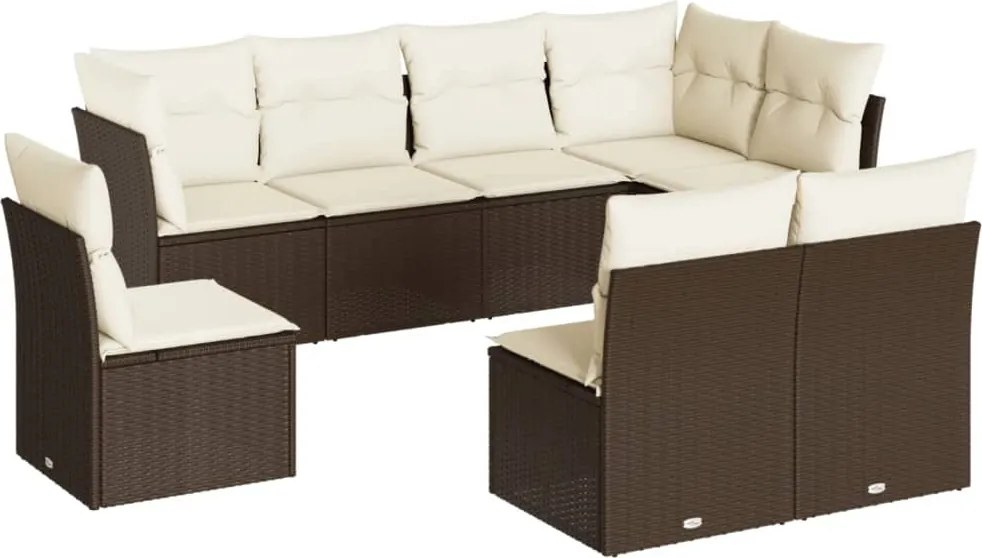 vidaXL Set canapele de grădină cu perne, 8 piese, maro, poliratan