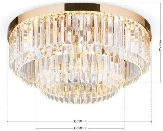 Lustra LED design LUX PRISM 55cm, 24K gold plated