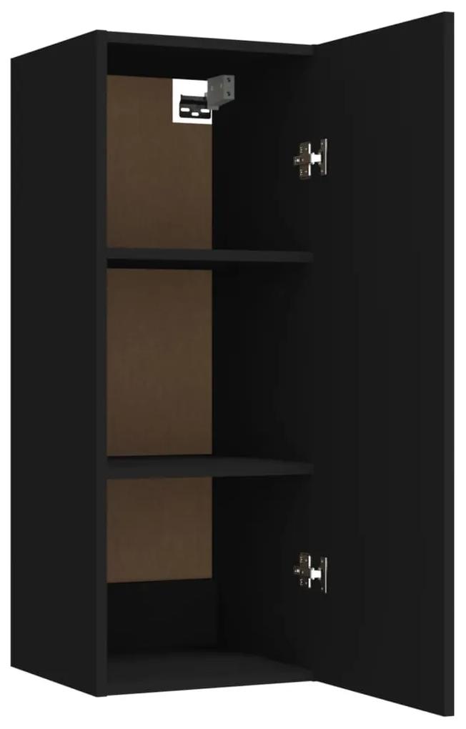 Dulap de perete suspendat, negru, 34,5x34x90 cm, lemn compozit 1, Negru