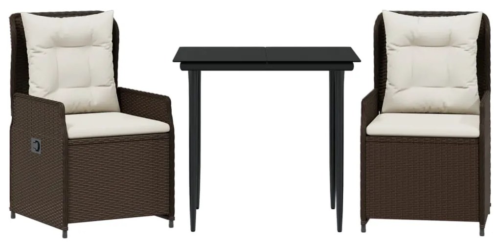 3262840 vidaXL Set mobilier de grădină cu perne, 3 piese, maro, poliratan