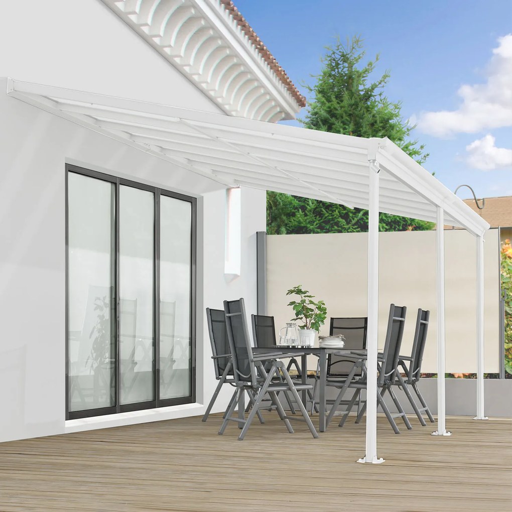 Pergola Borneo 5,5x3m s dvojstennými doskami biela