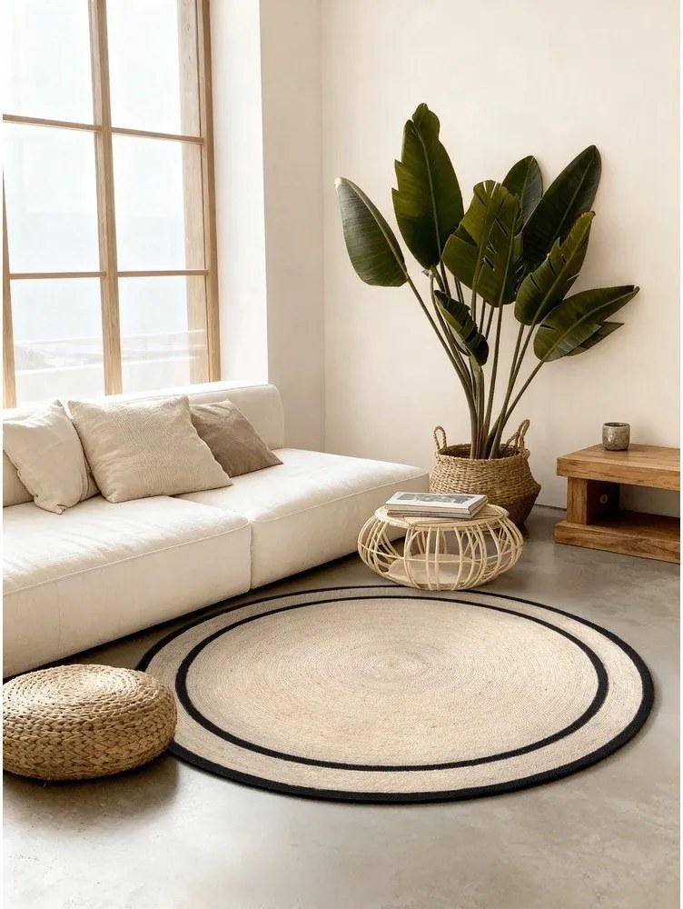 Covor în culoare naturală deschisă reversibil/țesut manual rotund din iută ø 150 cm Lina – Hanse Home