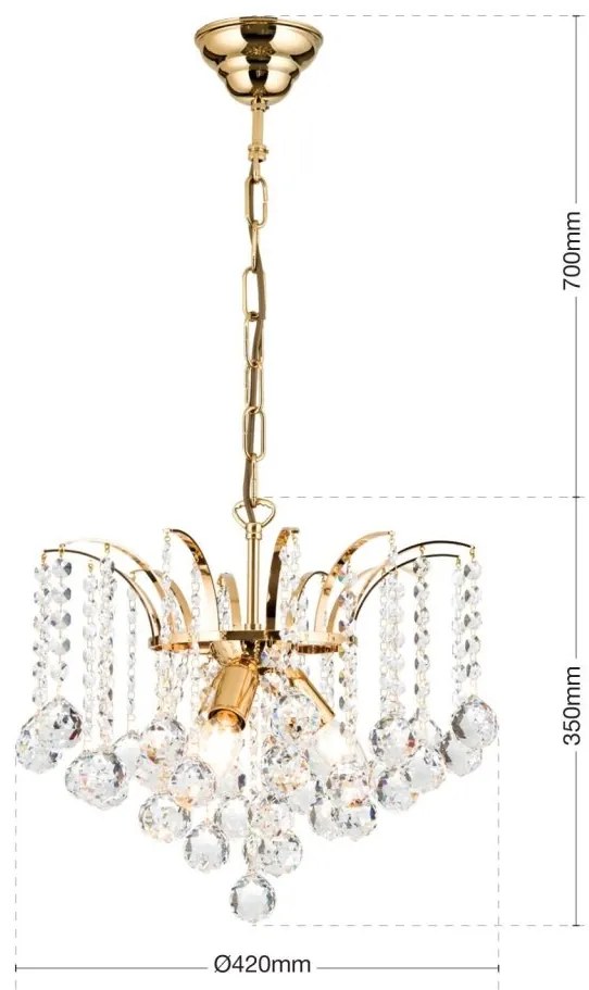 Candelabru cristal Asfour design lux KRISTALL KLASSISCH 3L gold/clear