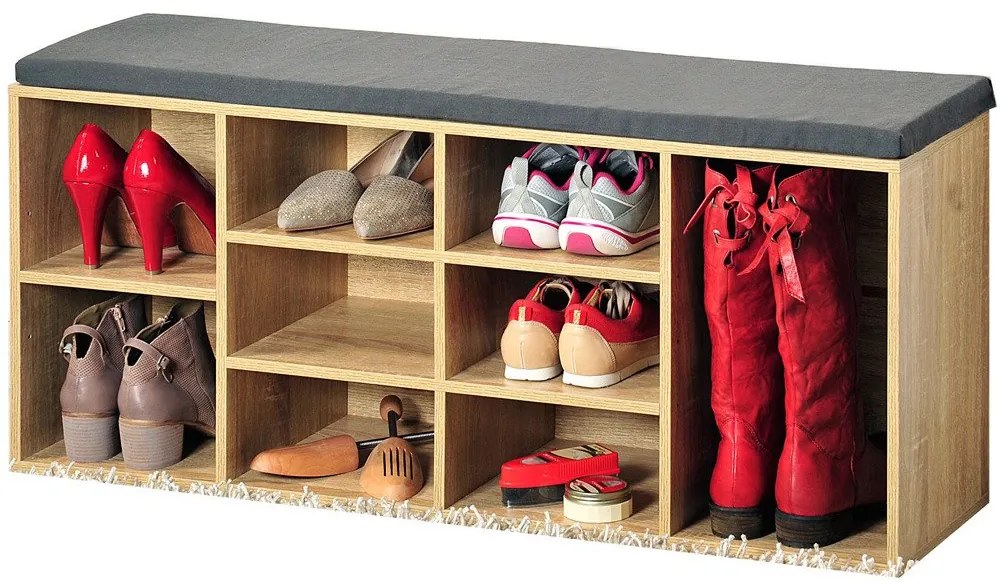 Organizator incaltaminte Kesper, Lemn/Textil, 10 compartimente, Maro