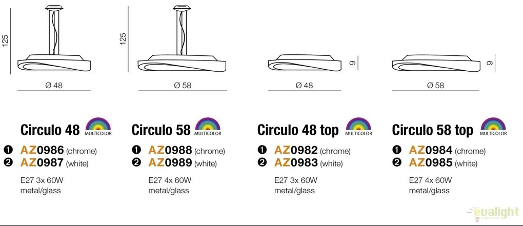 Lustra aplicata design modern 48cm Circulo Top White