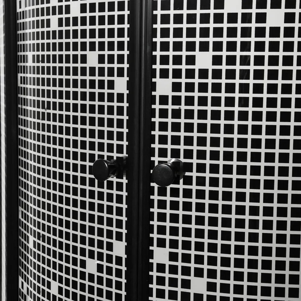 Cabină de duș curbată Pixel Black 90 cu cădiță de duș