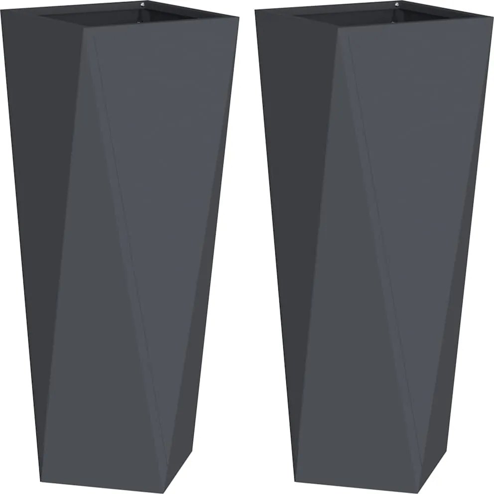vidaXL Jardinieră 2 pcs Antracit 30 x 30 x 75 cm Oțel