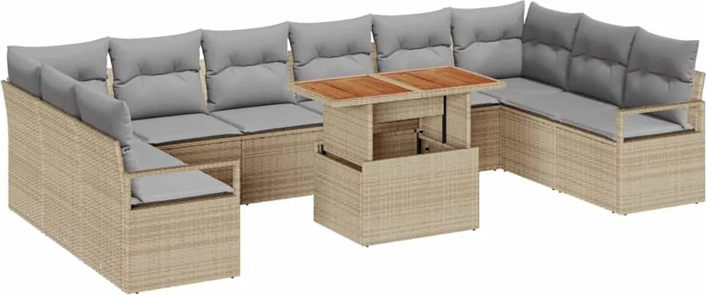 vidaXL Set de canapele pentru grădină 11 pcs Bej Rattan poli