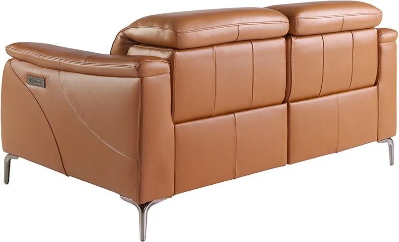 Canapea 2 locuri eleganta, design LUX cu functia relax Cowhide brown leather