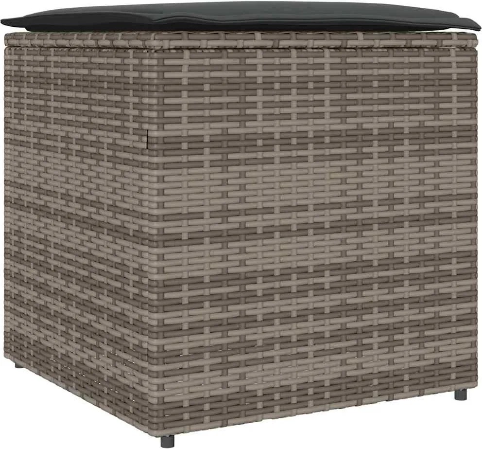 vidaXL Cutie pentru perne cu depozitare Gri 50 x 50 x 50 cm poliratan