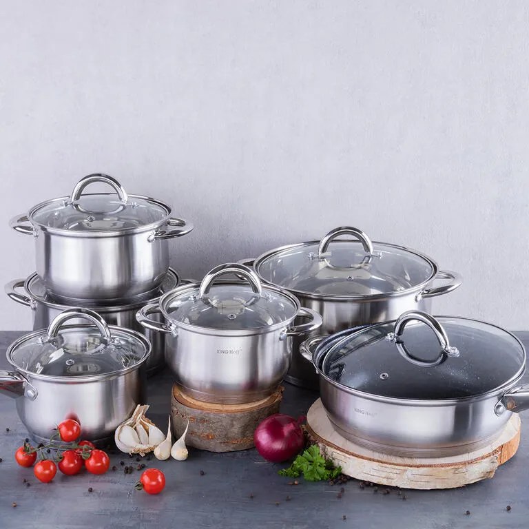 Set de cratiţe din inox CHEF, 12 piese