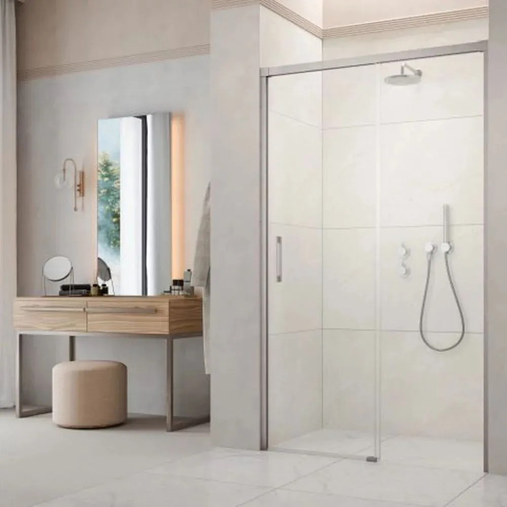 Usa de nisa culisanta Radaway Idea DWJ 130 cm sticla 6 mm finisaj nichel periat-transparent deschidere dreapta