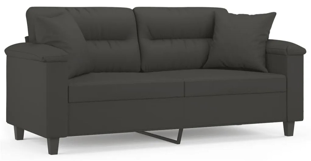 3153271 vidaXL Canapea cu 2 locuri, perne&pernuțe gri închis 140 cm microfibră