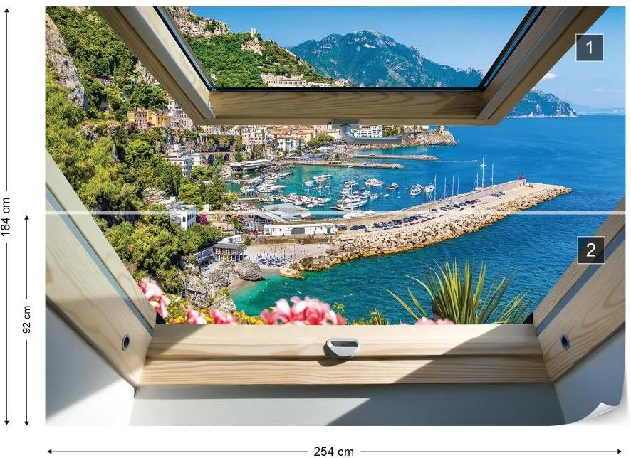 GLIX Fototapet - Italy Coast Skylight Window View Vliesová tapeta  - 254x184 cm