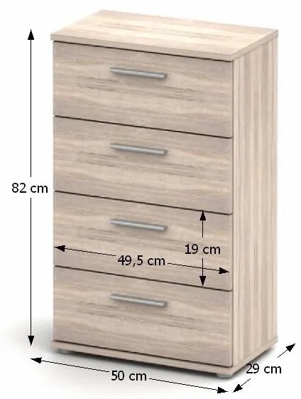 Comoda cu 4 sertare , stejar sonoma ,Bortis Impex