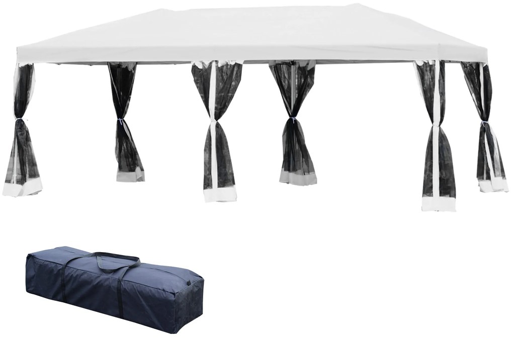 Outsunny Foisor Pliabil din Otel cu Plase de Tantari, Alb, 3x6m | Aosom Ro
