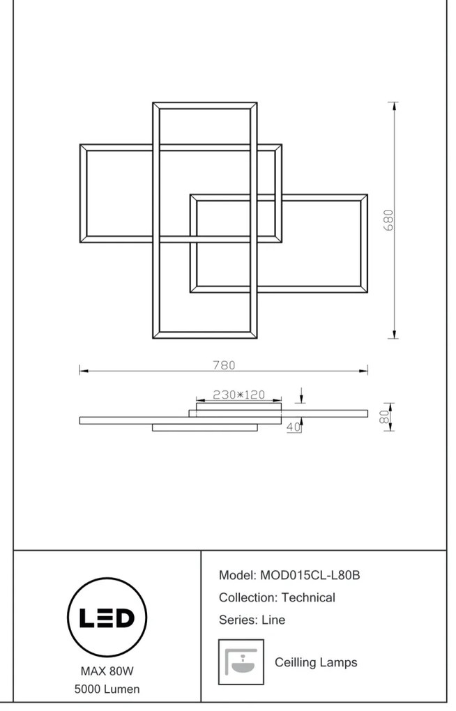 Lustra LED aplicata design modern Rida neagra MYMOD015CL-L80B