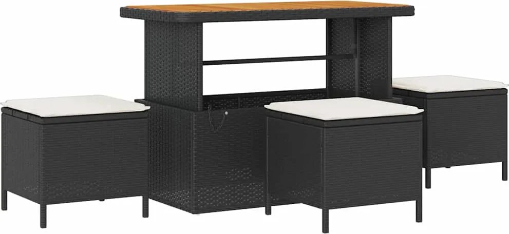 vidaXL Set de masă pentru grădină Negru poliratan