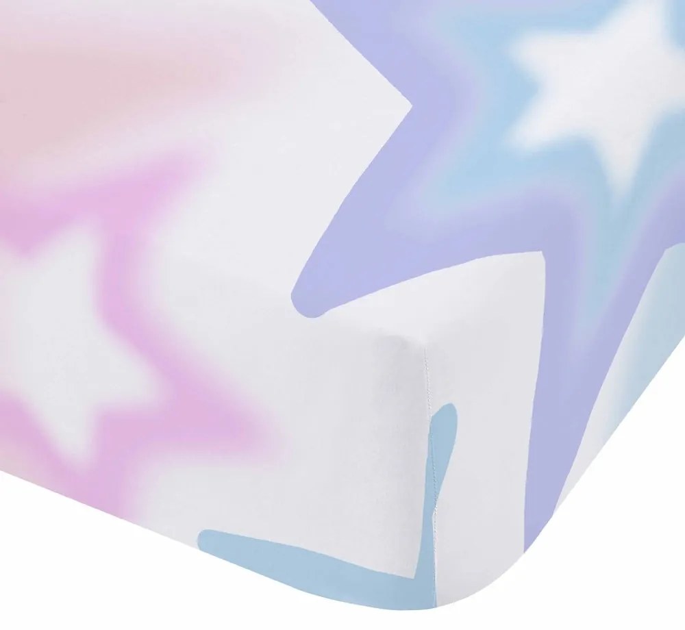 Cearceaf pentru copii alb-roz pentru pat dublu cu elastic 135x190 cm Ombre Stars – Catherine Lansfield