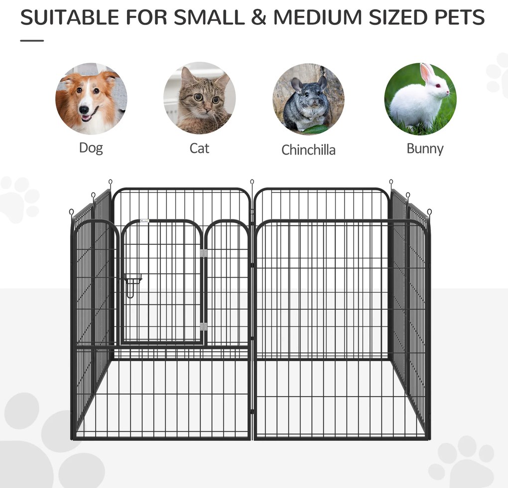 PawHut Tarc Modular Metalic pentru Animale, Flexibil și Ușor de Configurat, Dimensiuni 79x100 cm, Negru | Aosom România