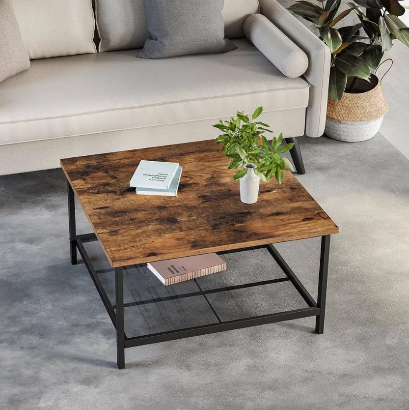 Masa de cafea TAYLOR 80x80 cm, maro rustic