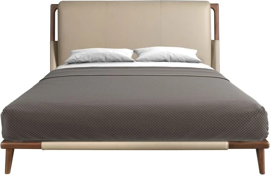 Pat dublu tapitat design LUX din lemn si piele sintetica Mink 180x200cm