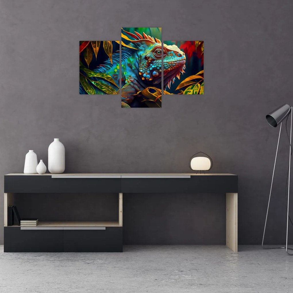 Tablou - Iguana colorată (90x60 cm)