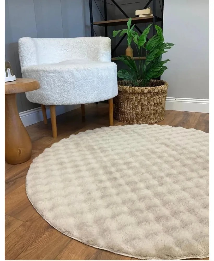 Covor bej lavabil rotund ø 80 cm Bubble Cream – Mila Home