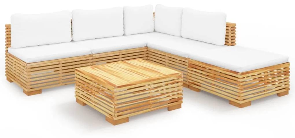 3100895 vidaXL Set mobilier grădină cu perne, 6 piese, lemn masiv de tec
