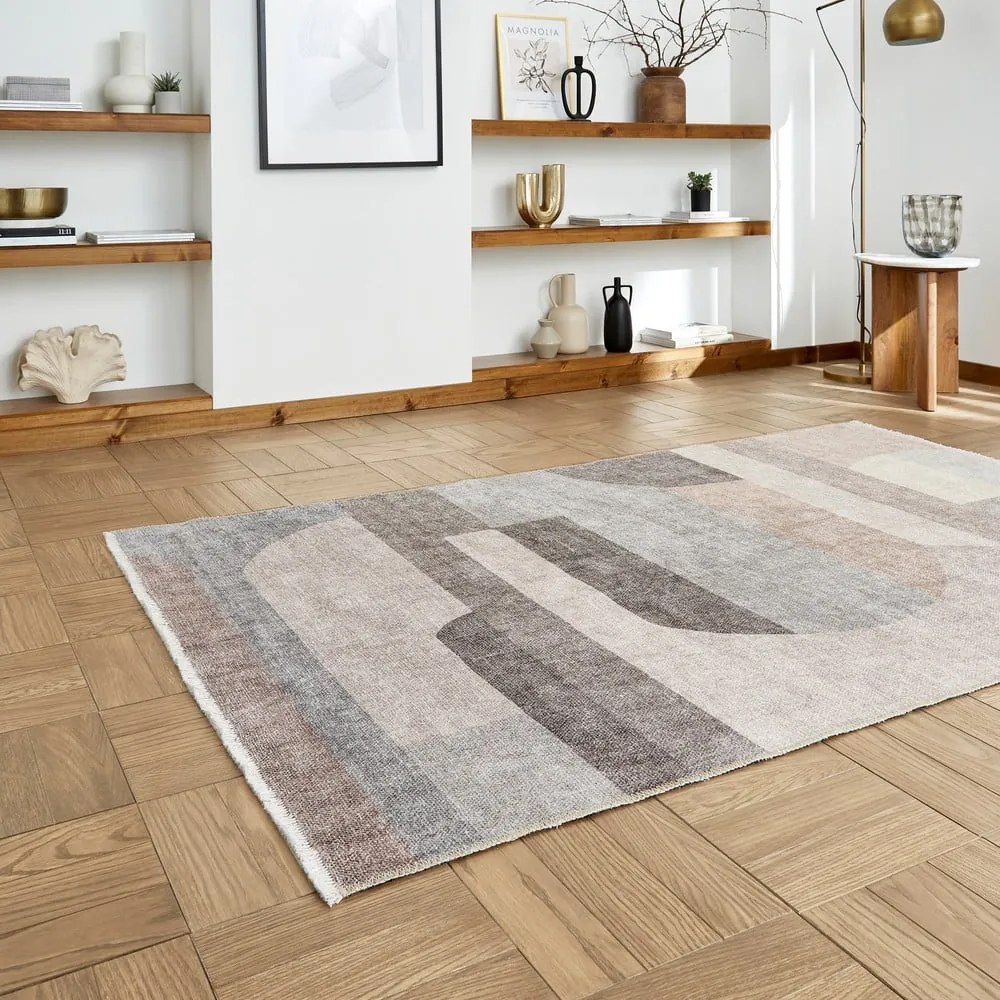 Covor tip traversă bej lavabil din amestec de bumbac 60x170 cm Whisper – Think Rugs