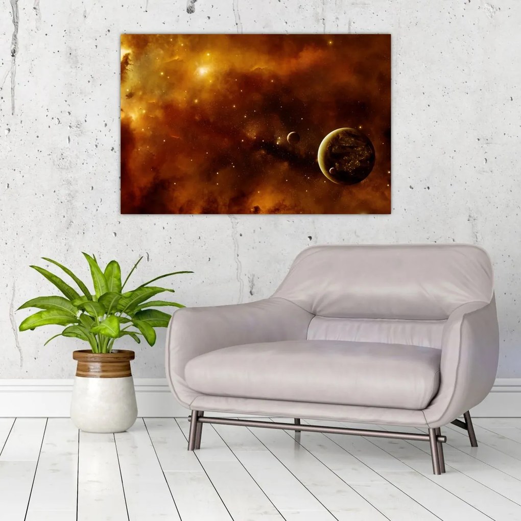 Tablou - Planete cu nebuloasă (90x60 cm)