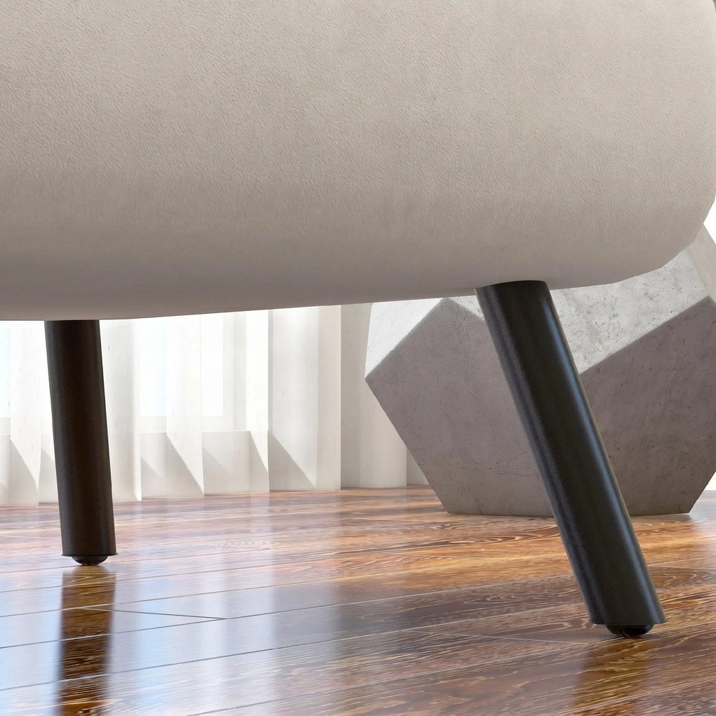 HOMCOM Canapele Extensibile Individuală Alb Crem 63x73x81 cm cu Pernă Extensibilă pe 5 Nivele | Aosom Romania