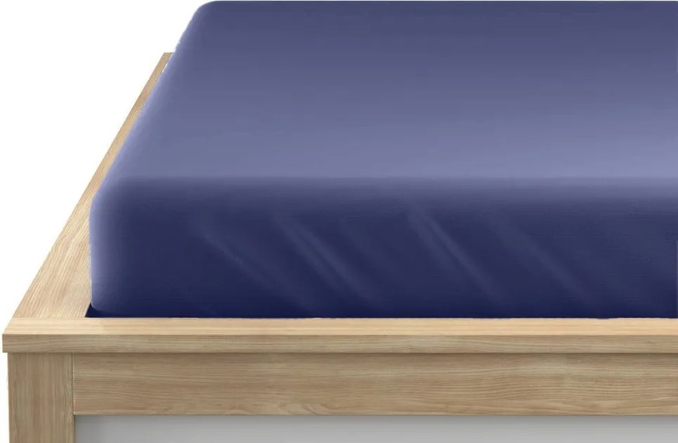 Cearsaf Jersey albastru marin 160 x 200 cm