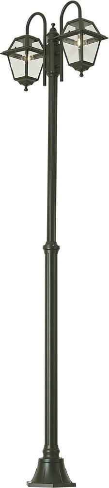 Felinar clasic de exterior verde închis 235cm 2 lumini IP44 - Berta